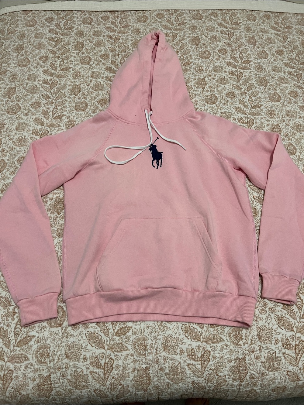 Polo by Ralph Lauren Pink Pullover Hoodie with Navy Pony